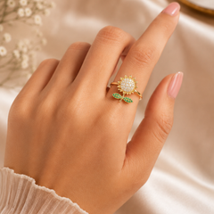 Gold Plated Sunflower Adjustable Ring for Women