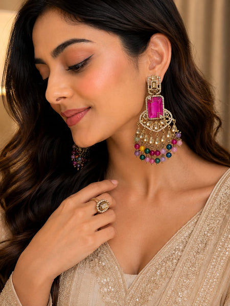 Antique Finish Amber Tassel Dangler Earrings | Earrings for Women