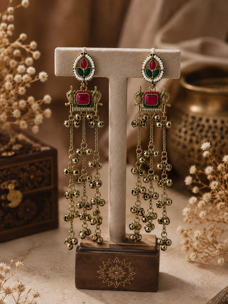 Kashmiri Zoon Bell Cascade Earrings