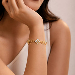 Golden Clover Link Cuff Bracelet