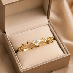 Golden Clover Link Cuff Bracelet