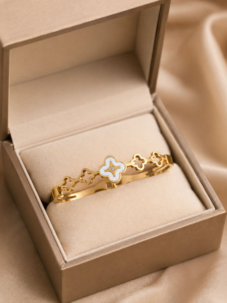 Golden Clover Link Cuff Bracelet