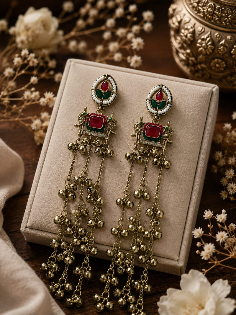 Kashmiri Zoon Bell Cascade Earrings