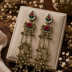 Kashmiri Zoon Bell Cascade Earrings