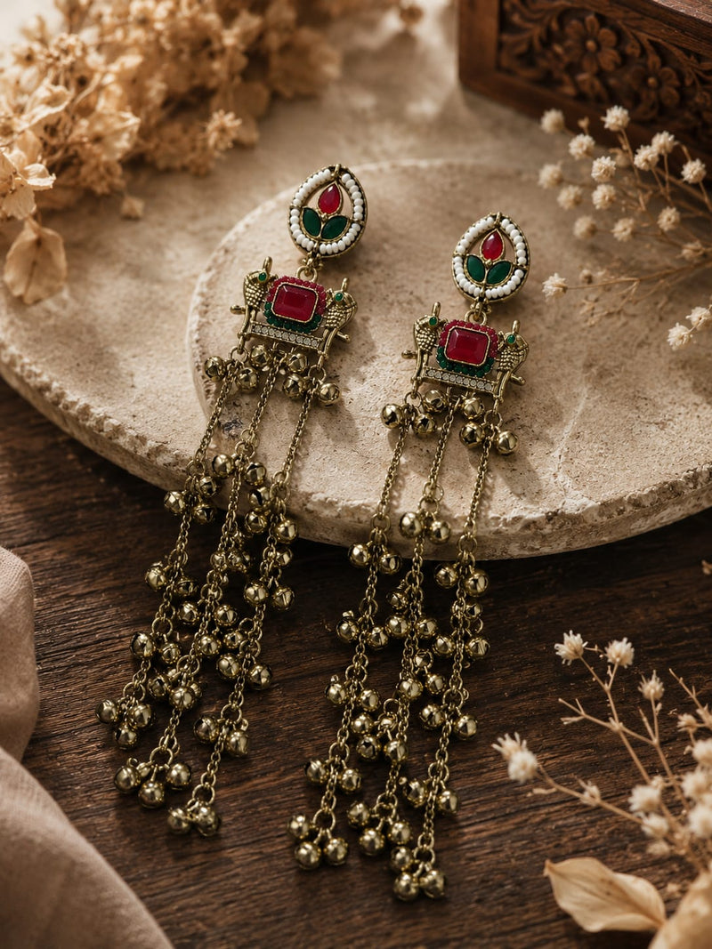 Kashmiri Zoon Bell Cascade Earrings