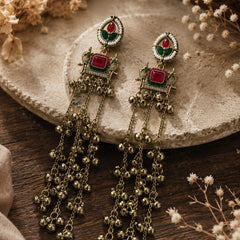 Kashmiri Zoon Bell Cascade Earrings