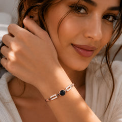 Rose Gold Black Stone Geometric Bracelet