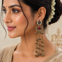 Kashmiri Zoon Bell Cascade Earrings