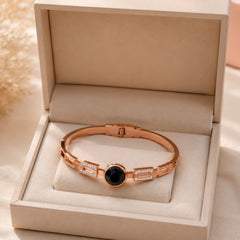 Rose Gold Black Stone Geometric Bracelet