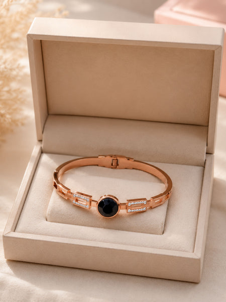 Rose Gold Black Stone Geometric Bracelet