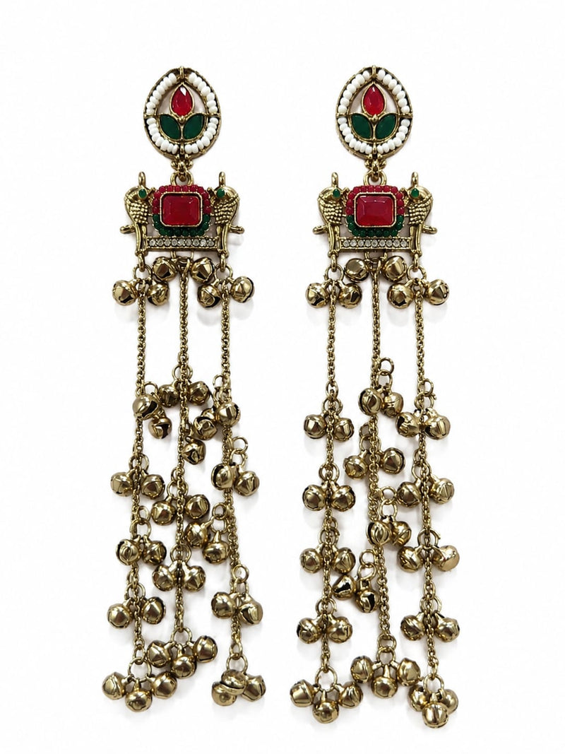 Kashmiri Zoon Bell Cascade Earrings