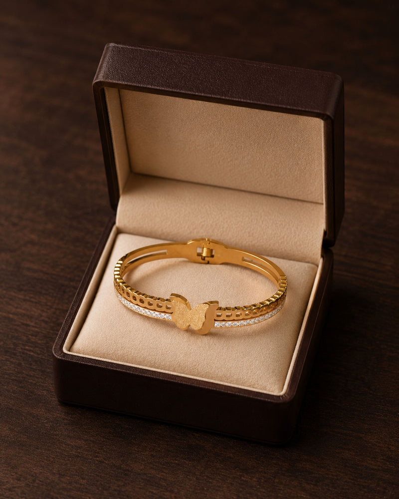 Golden Butterfly Double-Band Bracelet