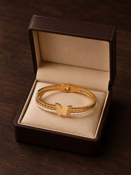 Golden Butterfly Double-Band Bracelet