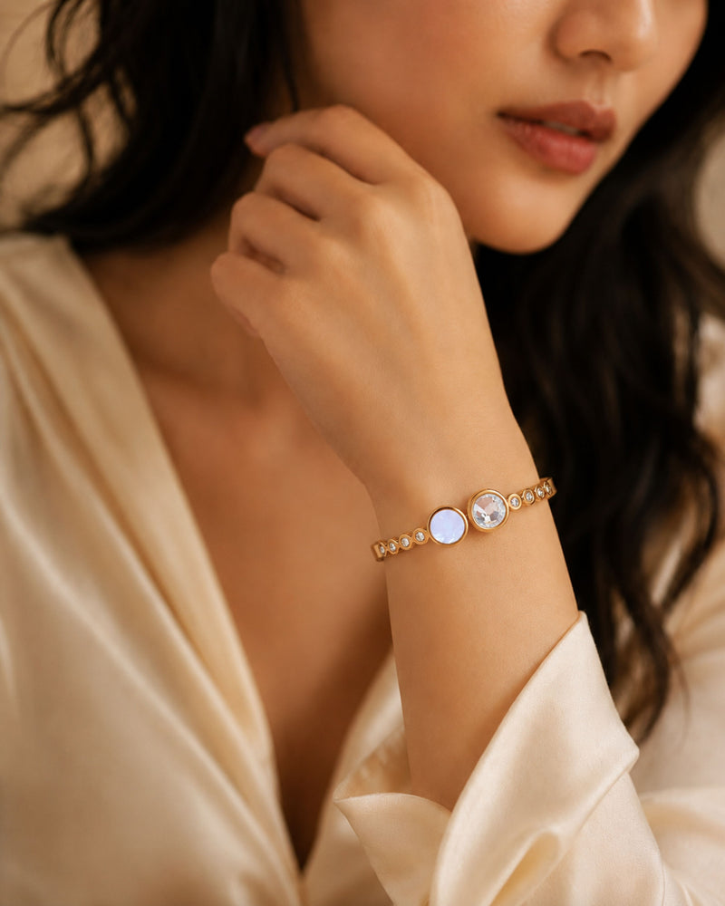 Golden Crystal Double-Stone Bracelet
