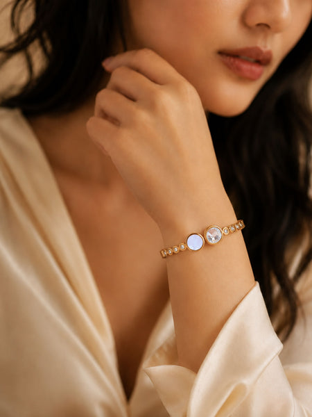 Golden Crystal Double-Stone Bracelet