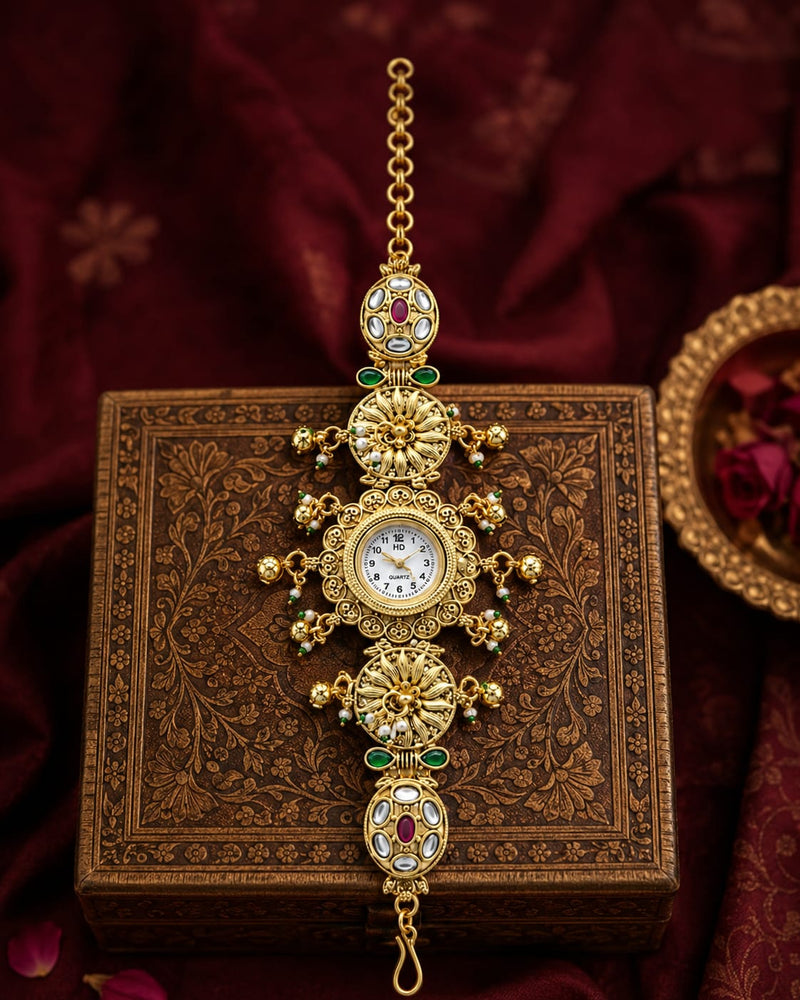 Rajsi Floral Kundan Heritage Jewellery Watch