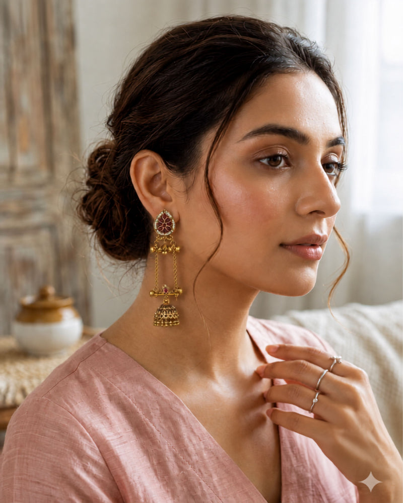 Kashmiri Gulnaar Heritage Earrings