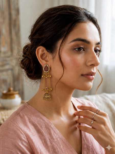Kashmiri Gulnaar Heritage Earrings