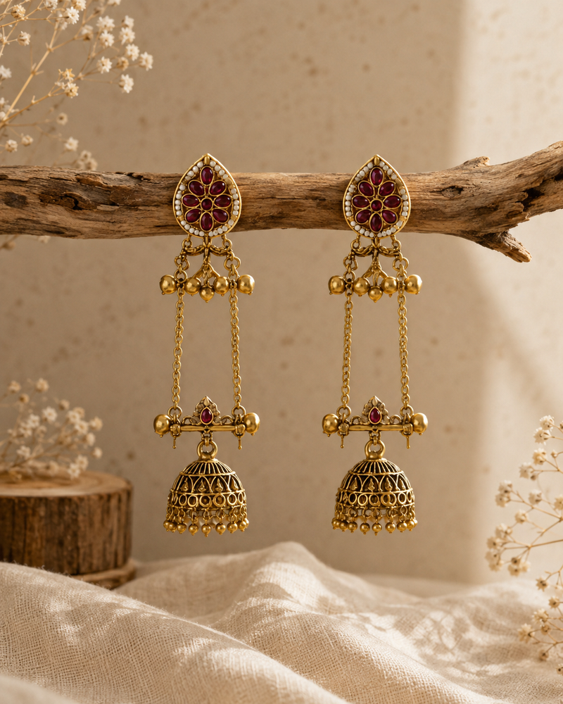 Kashmiri Gulnaar Heritage Earrings