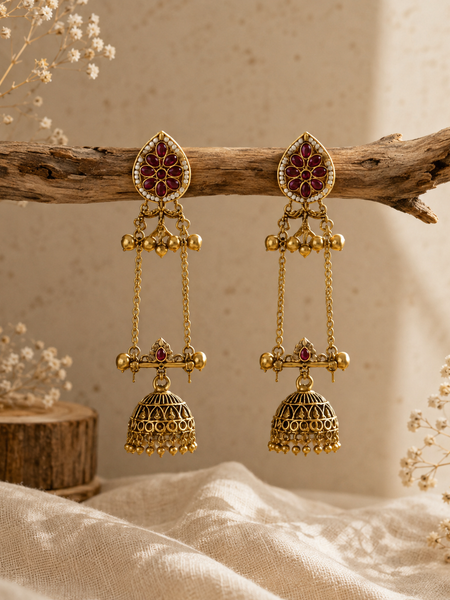 Kashmiri Gulnaar Heritage Earrings