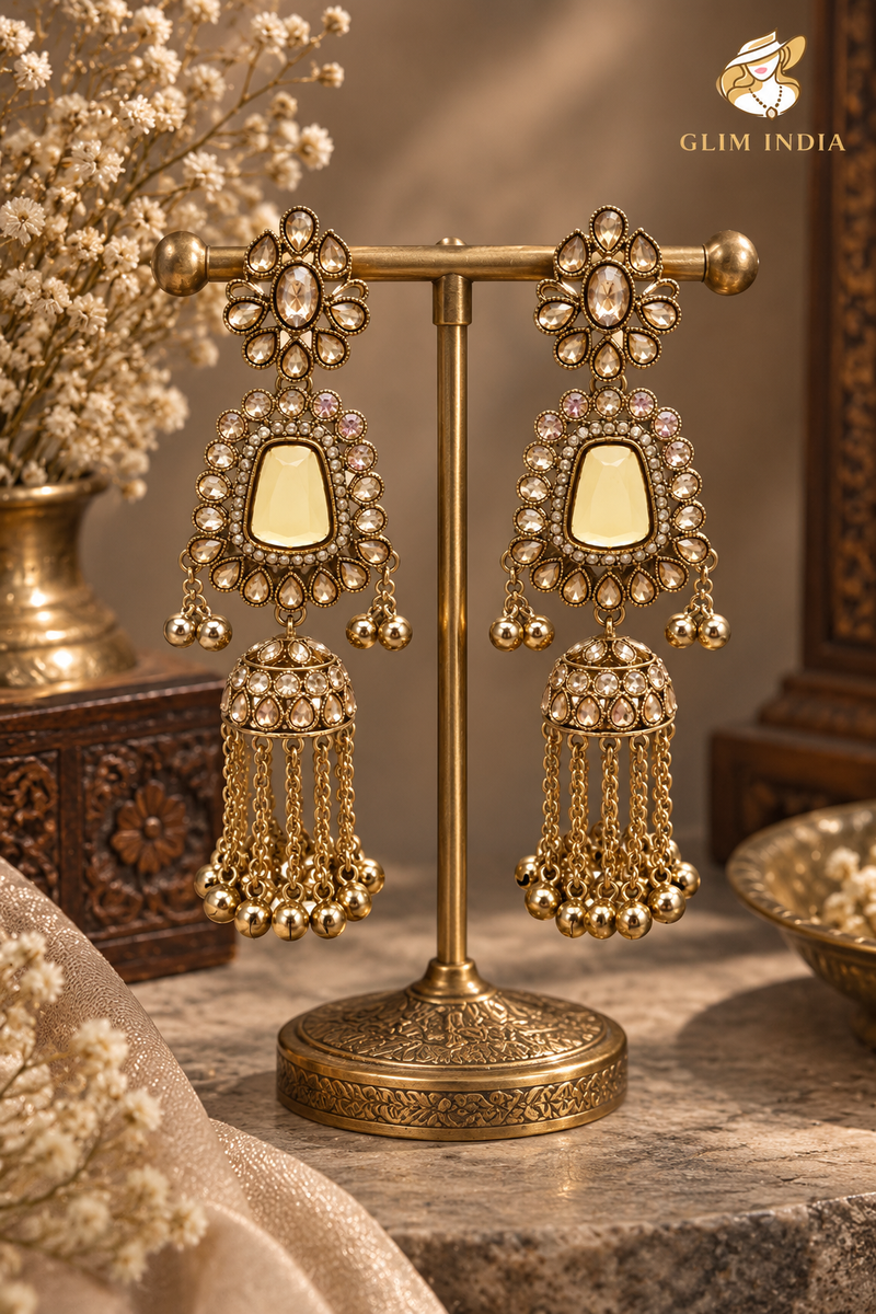 Noor Mahal Kundan Jhumka Earrings
