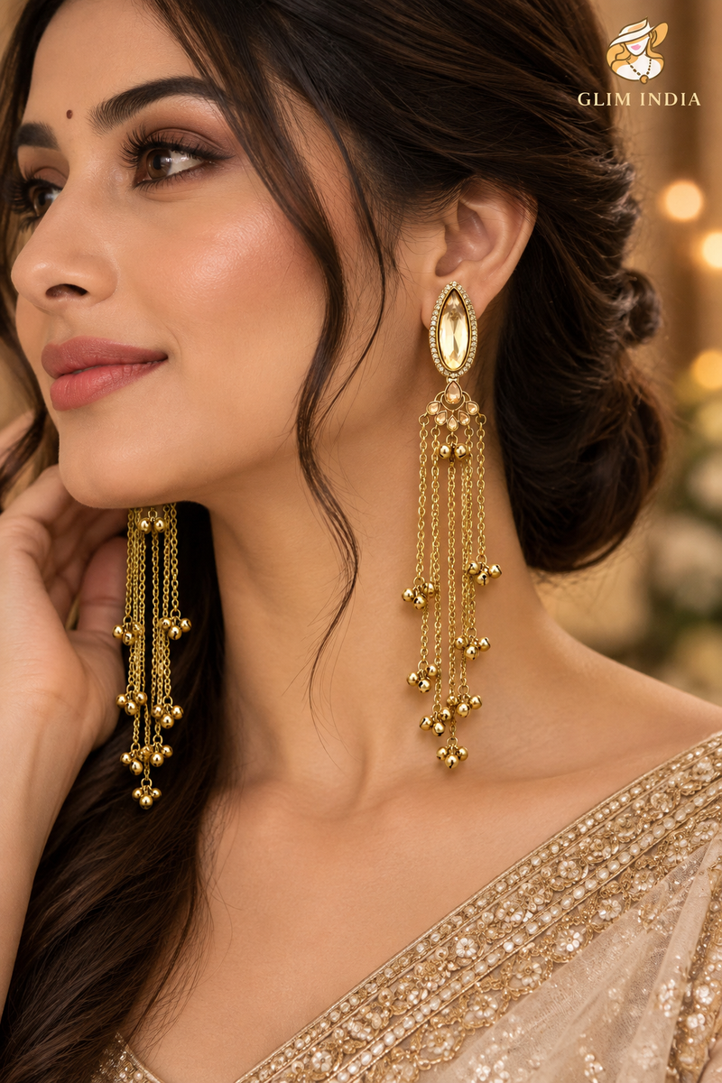 Kashmiri Emerald Jhumka Luxe Earrings