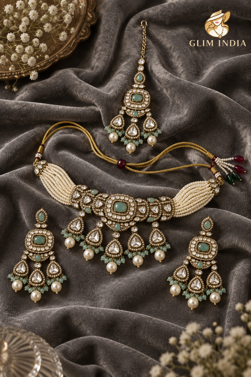 Meher Pearl Kundan Choker Set