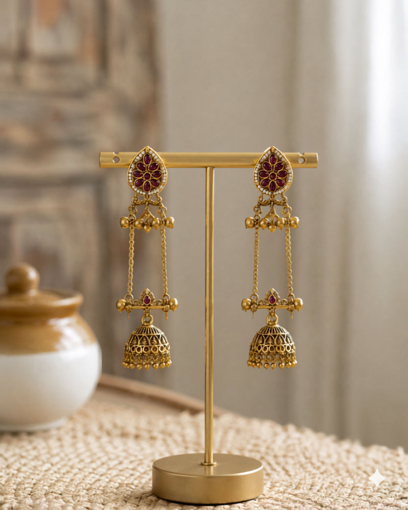 Kashmiri Gulnaar Heritage Earrings