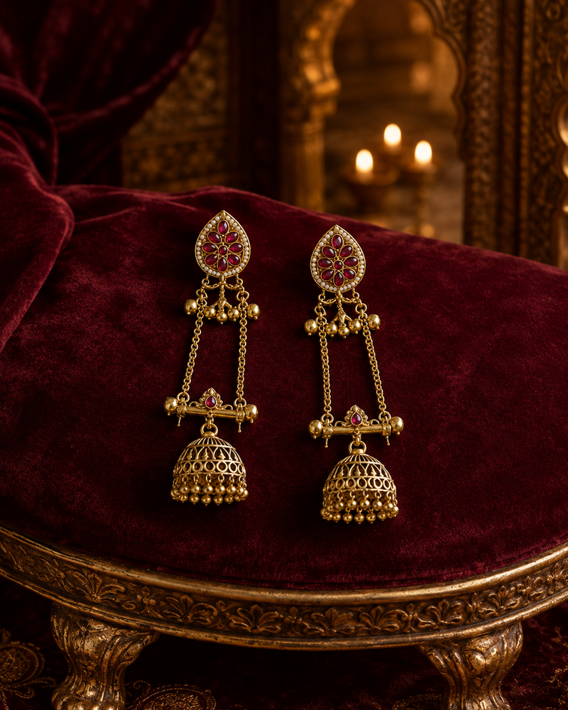 Kashmiri Gulnaar Heritage Earrings