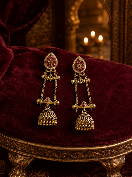 Kashmiri Gulnaar Heritage Earrings