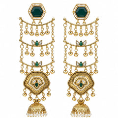 Sheesh Mahal Pearl Cascade Jhumka Earrings