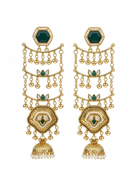 Sheesh Mahal Pearl Cascade Jhumka Earrings
