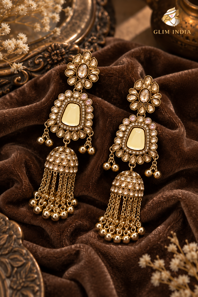 Noor Mahal Kundan Jhumka Earrings
