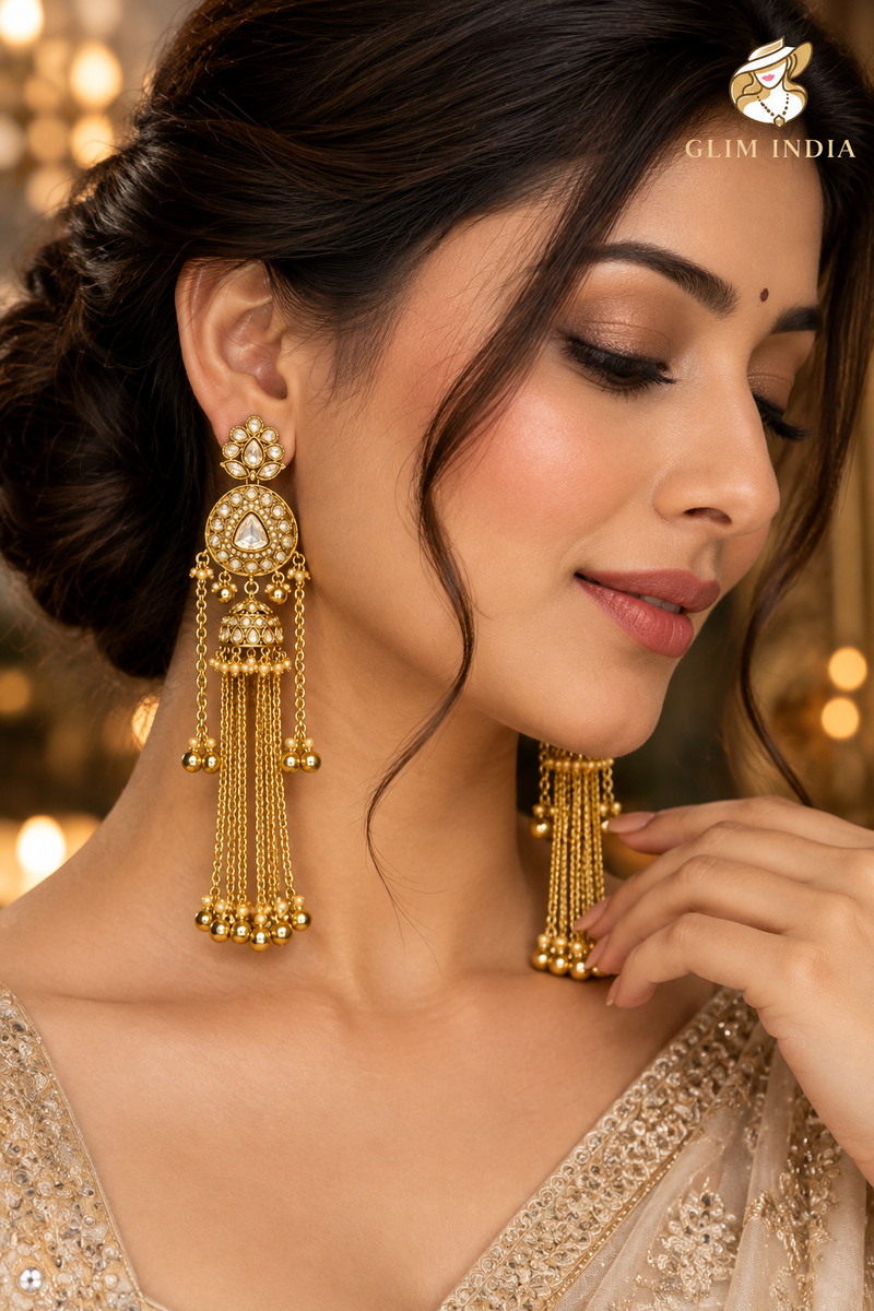 Kashmir Meher Jhumka Cascade Earrings
