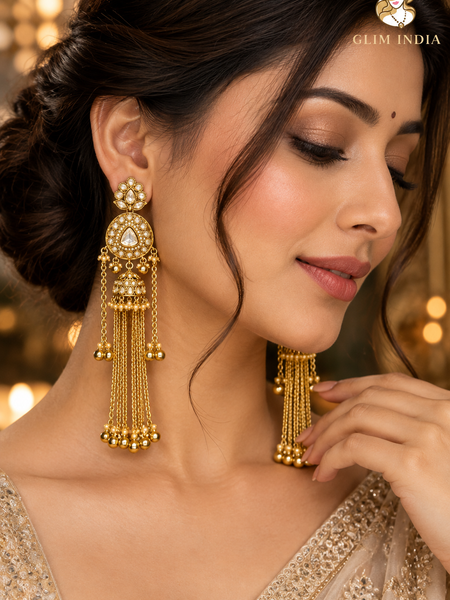 Kashmir Meher Jhumka Cascade Earrings