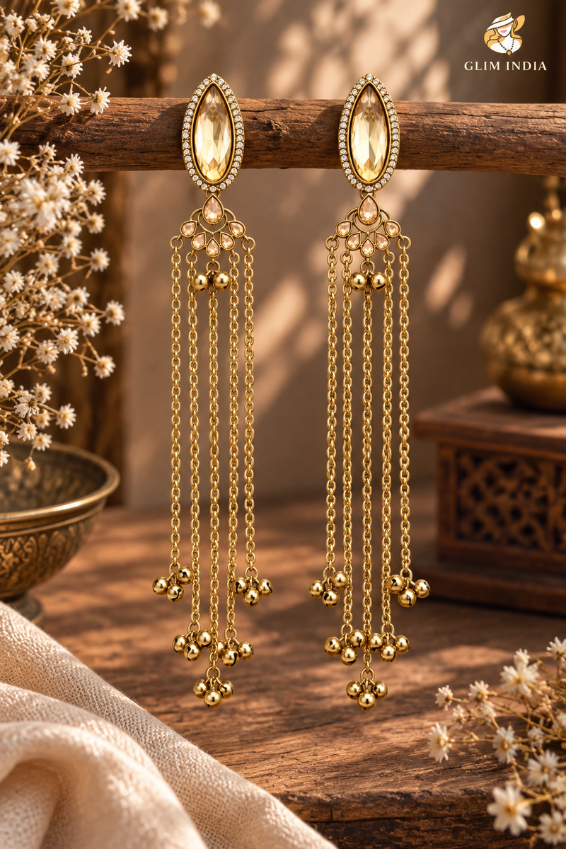 Kashmiri Emerald Jhumka Luxe Earrings