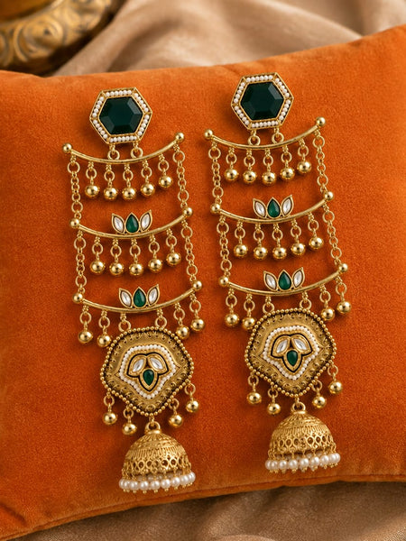 Sheesh Mahal Pearl Cascade Jhumka Earrings