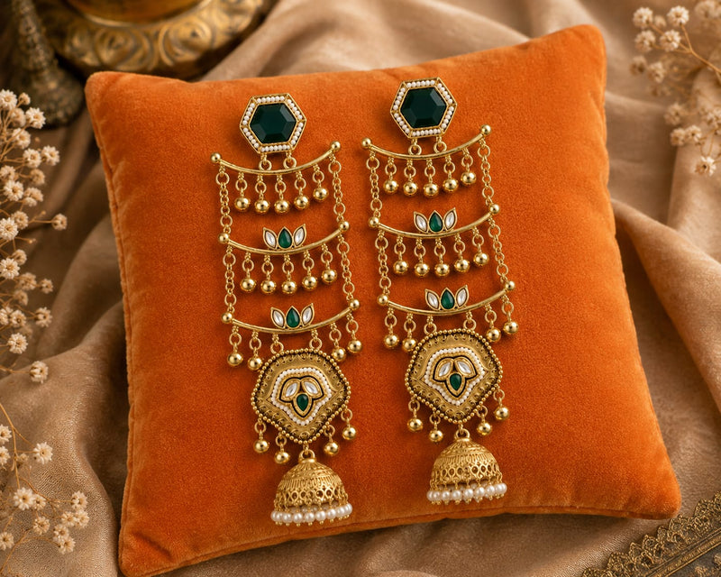 Sheesh Mahal Pearl Cascade Jhumka Earrings