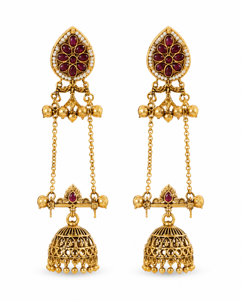 Kashmiri Gulnaar Heritage Earrings