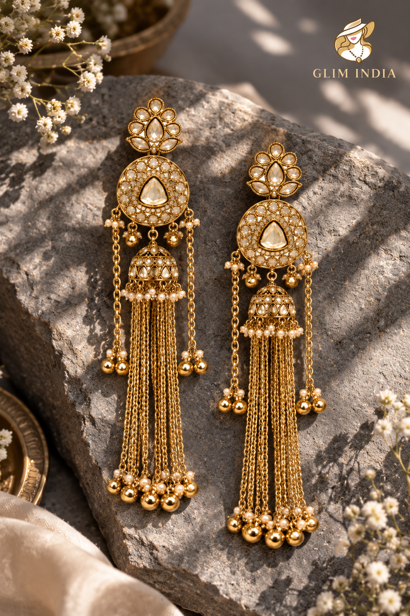 Kashmir Meher Jhumka Cascade Earrings