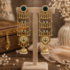 Sheesh Mahal Pearl Cascade Jhumka Earrings