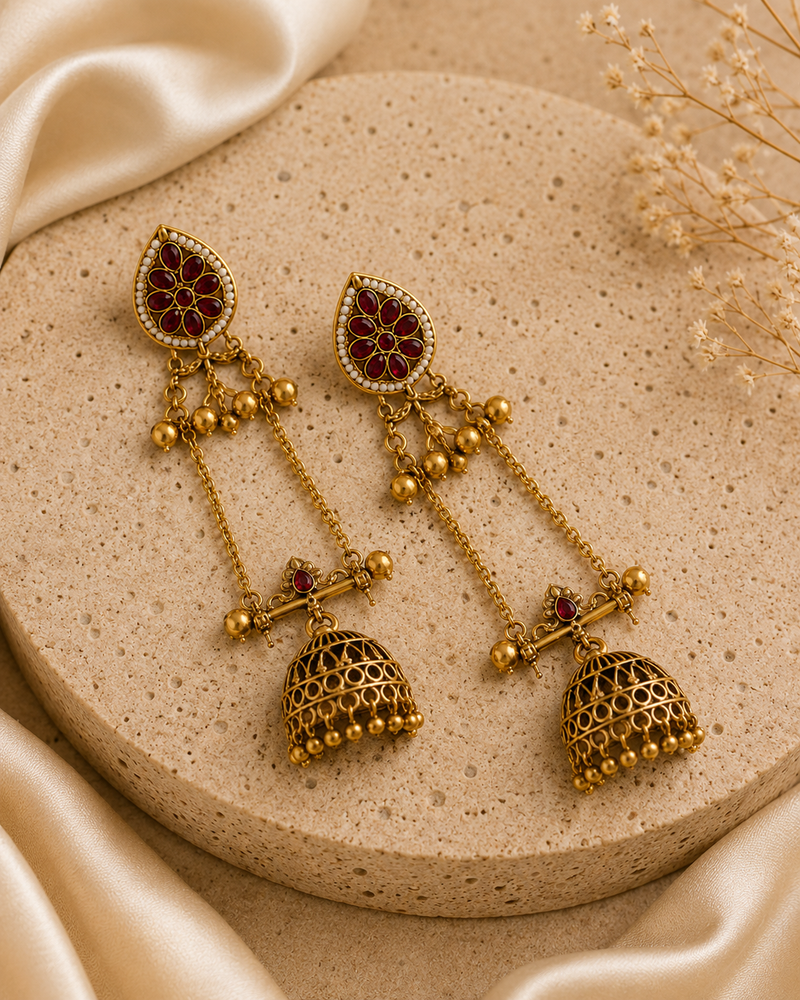 Kashmiri Gulnaar Heritage Earrings