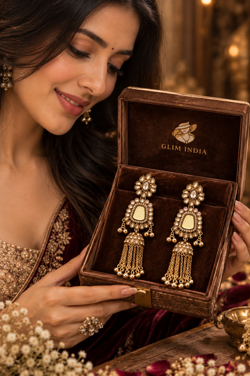 Noor Mahal Kundan Jhumka Earrings