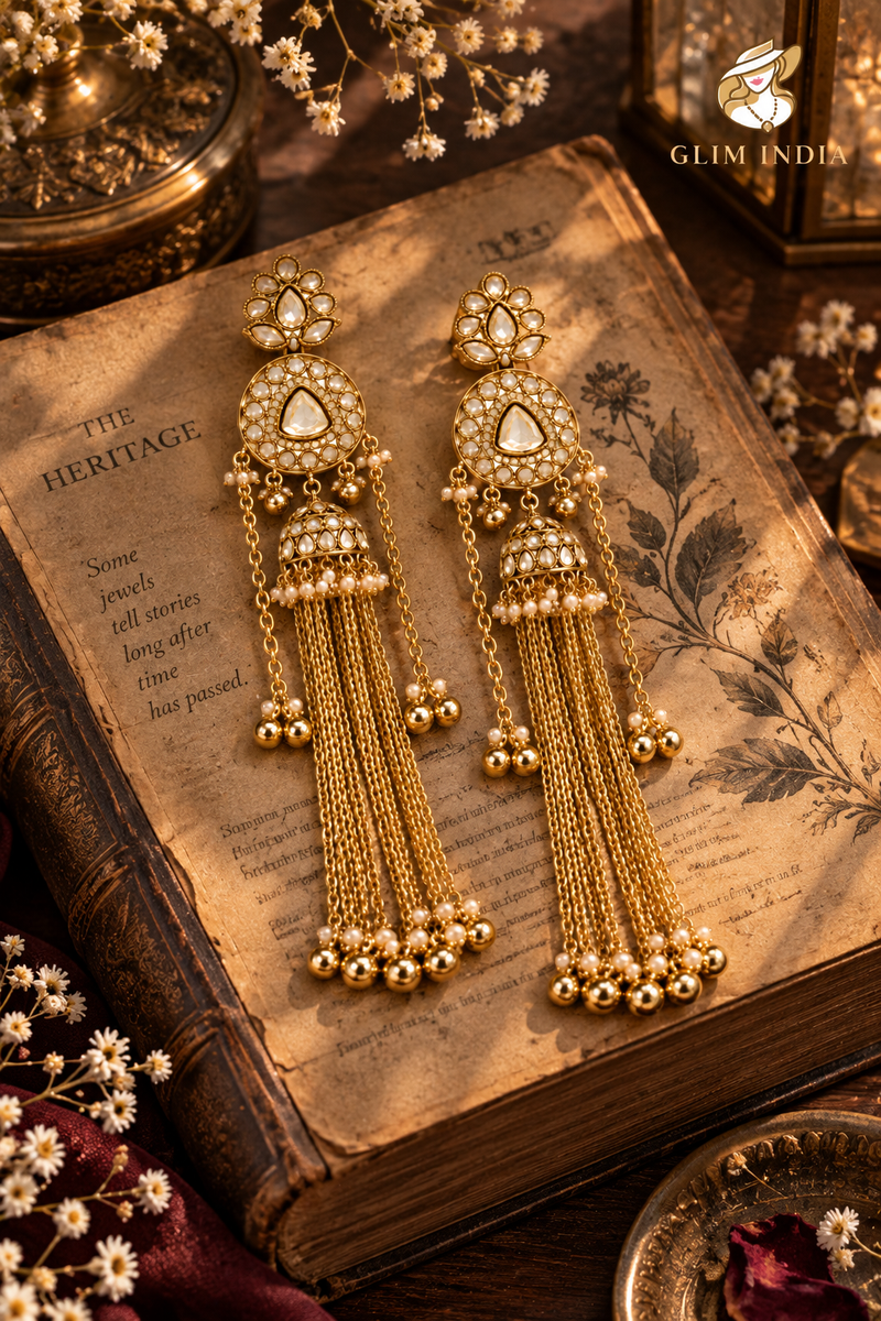 Kashmir Meher Jhumka Cascade Earrings