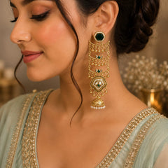 Sheesh Mahal Pearl Cascade Jhumka Earrings