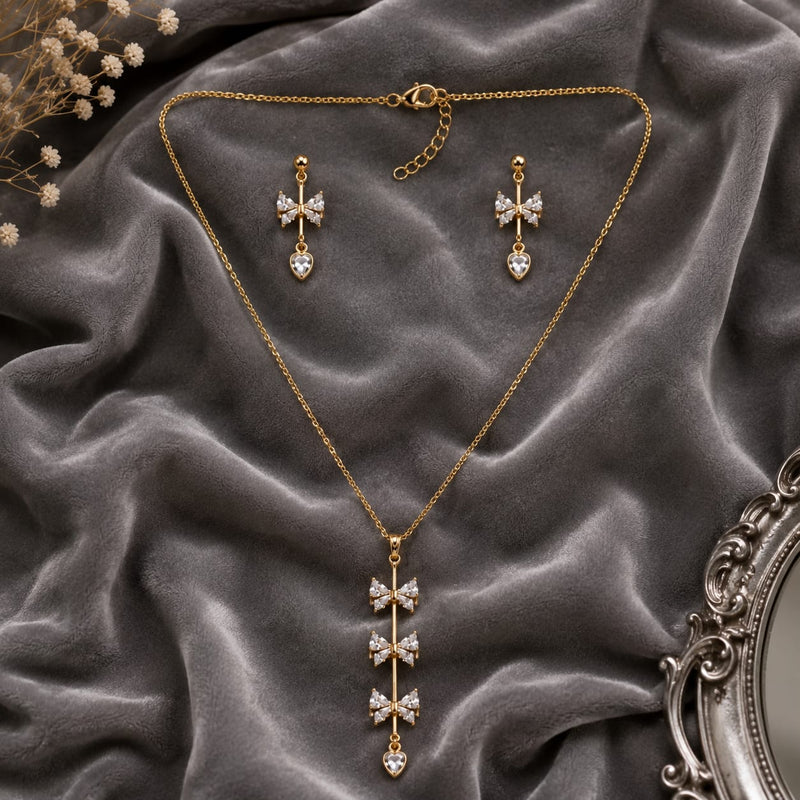 Celeste Bow Cascade Necklace Set