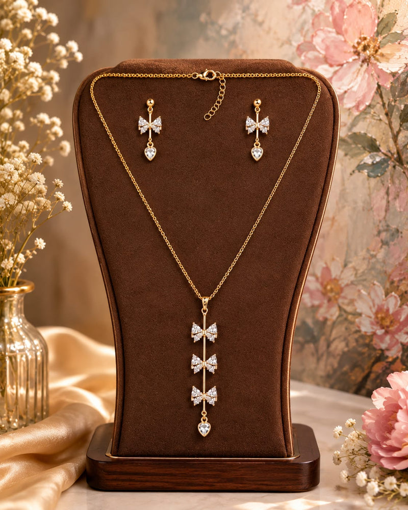 Celeste Bow Cascade Necklace Set