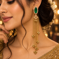 Kashmiri Emerald Jhumka Luxe Earrings