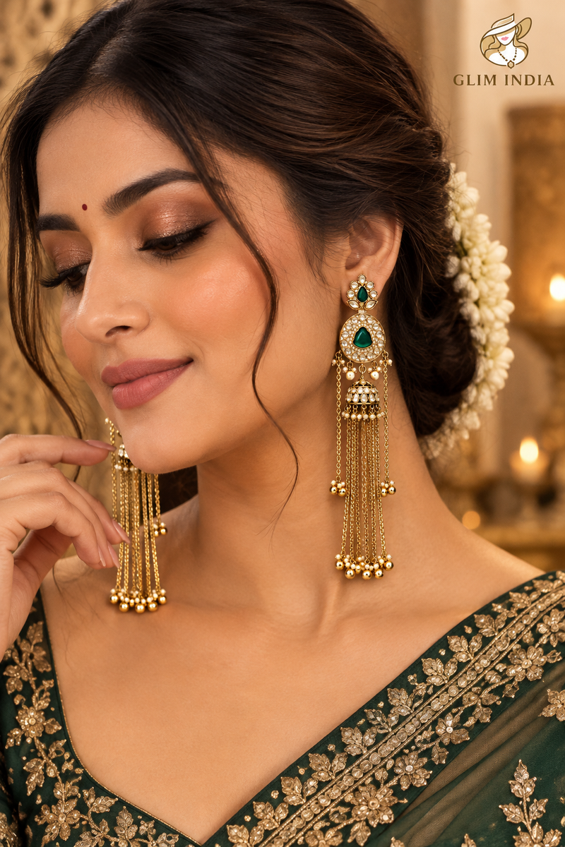 Kashmir Meher Jhumka Cascade Earrings