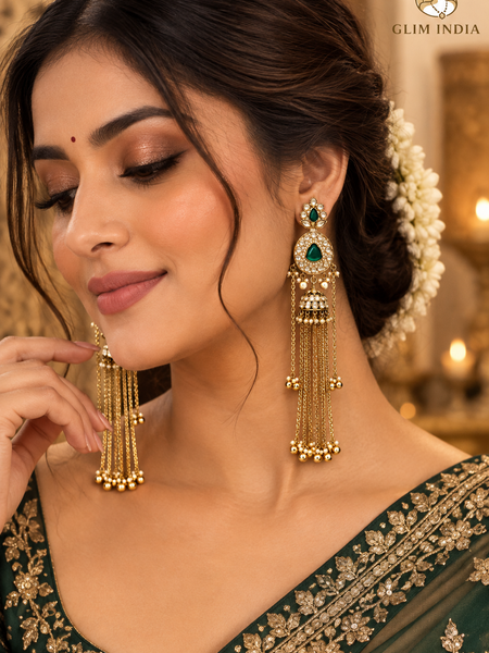 Kashmir Meher Jhumka Cascade Earrings